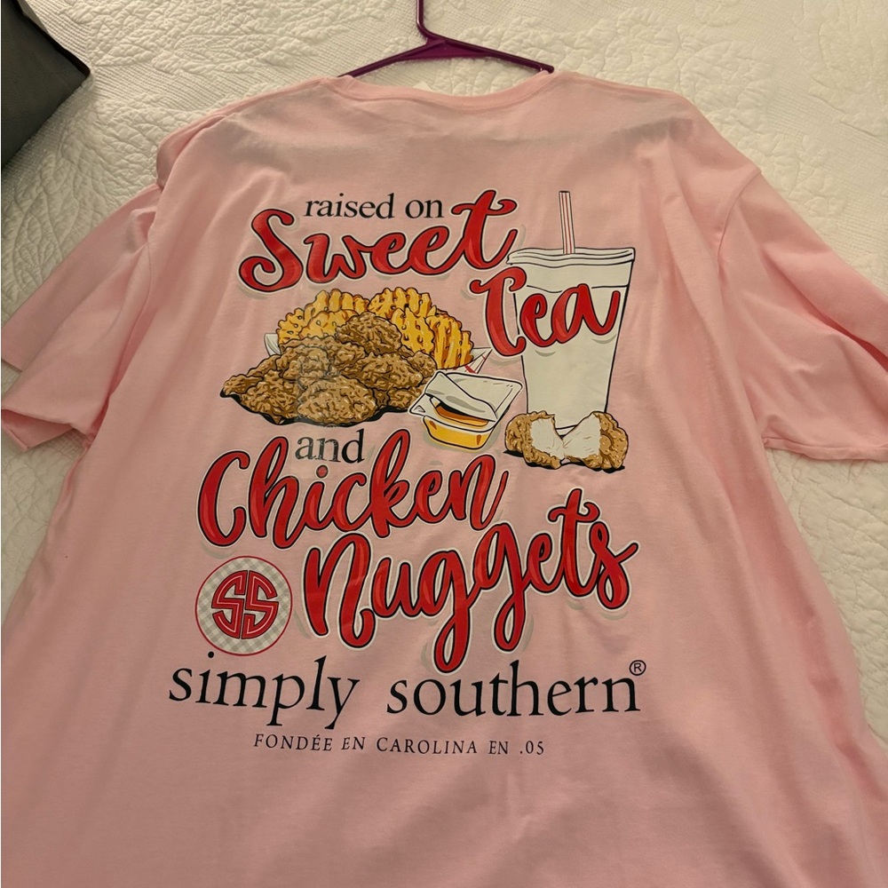 Simply Southern Ladies Pink "Sweet Tea and Chicken Nuggets" Tee XL - Picture 4 of 4